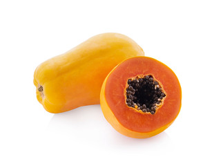 Ripe yellow papaya isolated on a white background