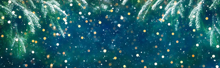 Panoramic Wonderful Winter Christmas Holiday Background