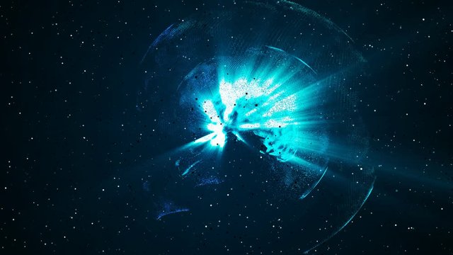 3d rendering of a shining Three-dimensional dotted world map with dotted spheres cover it. Worldwide connection concept,