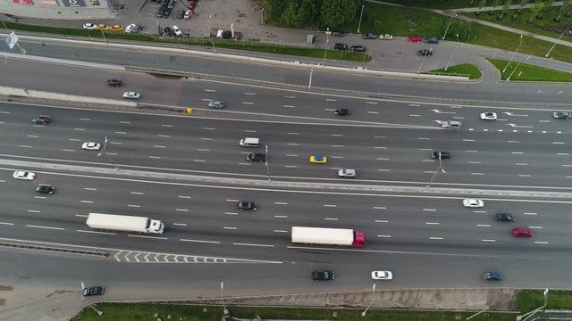 Aerial view of the multi-lane highway 