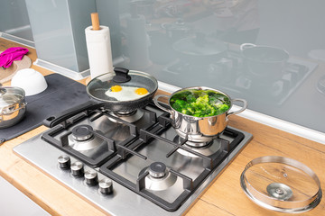 Freshly steamed green broccoli. Fresh healthy broccoli 
