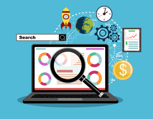 Flat illustration web analytics design , SEO optimization.