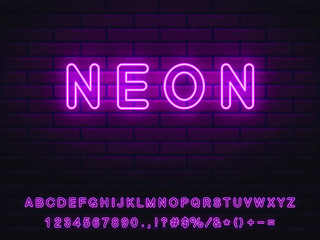 pink neon font set