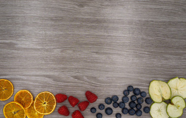 Colorful fruits on a kitchen table