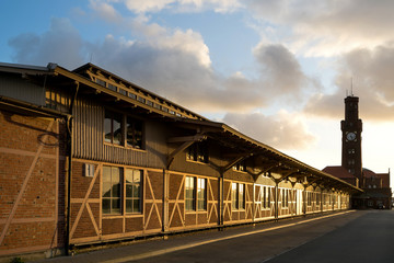 Historic Hapag passenger terminal (Hapag Hallen) in Cuxhaven, Germany. It is the only fully working passenger terminal of the European emigration wave.
