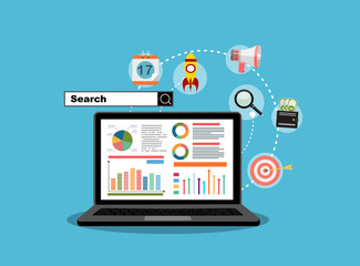 Flat illustration web analytics design , SEO optimization.