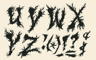 Obraz premium Hand Drawn Liquid Font and Alphabet Set. typography vector illustration.
