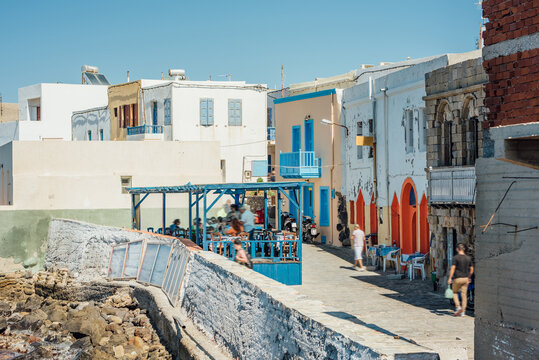 Cafes and restaurants by the sea on the Nisyros island