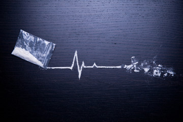 the cocaine path from the sachet shows a heartbeat line and dissolves at the end