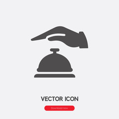 hotel bell icon vector. Linear style sign for mobile concept and web design. hotel bell symbol illustration. Pixel vector graphics - Vector.