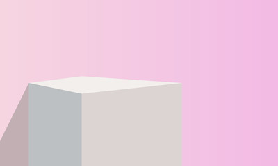 pink, square scene, podium and shadow in 3d illustration