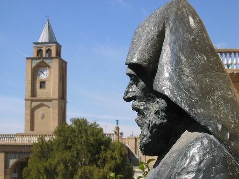 The monument to the Iranian first printer of Armenian origin, the priest Khachatur Kesaratsi. Iran, Isfahan, Julfa, spring 2007