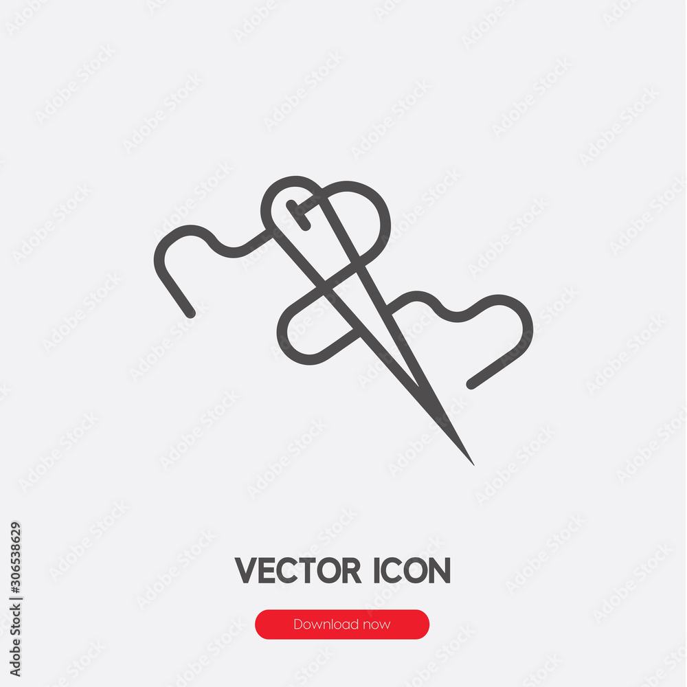 Poster sewing icon vector. linear style sign for mobile concept and web design. sew symbol illustration. pi