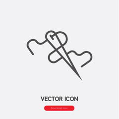 sewing icon vector. Linear style sign for mobile concept and web design. sew symbol illustration. Pixel vector graphics - Vector.