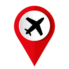 Obraz premium Red airplane icon on white background. Vector illustration.