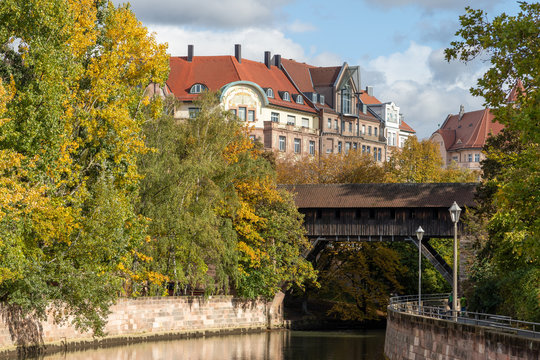 Pegnitz river in Nuremberg, Bavaria, Germany