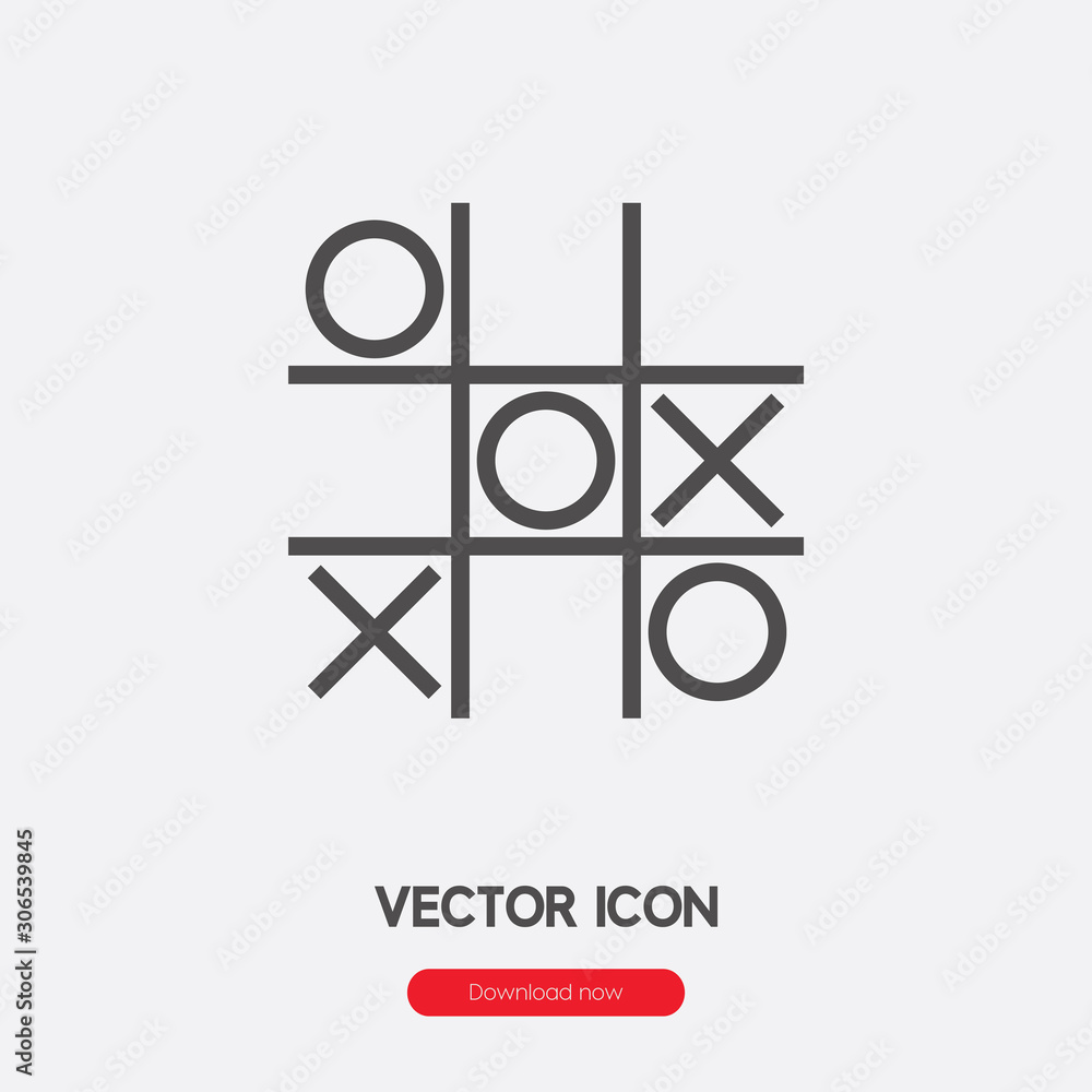 Poster Tic tac toe icon vector. Linear style sign for mobile concept and web design. Tic tac toe symbol illustration. Pixel vector graphics - Vector.	