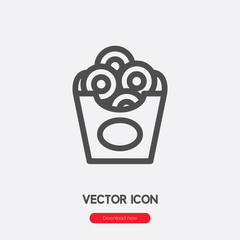 Onion rings icon vector. Linear style sign for mobile concept and web design. Onion rings symbol illustration. Pixel vector graphics - Vector.	