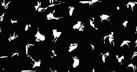 Abstract art ornamental vector pattern. Hand painted design texture. White ink on black background. Dark mood