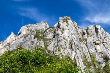 High rocks in the village Essing in Bavaria, Germany at the Altmuehl river