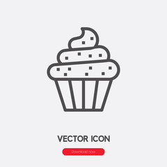 Muffin cupcake icon vector. Linear style sign for mobile concept and web design. Muffin cupcake symbol illustration. Pixel vector graphics - Vector.	