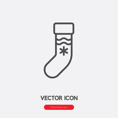 Christmas sock icon vector. Linear style sign for mobile concept and web design. Christmas sock symbol illustration. Pixel vector graphics - Vector.	