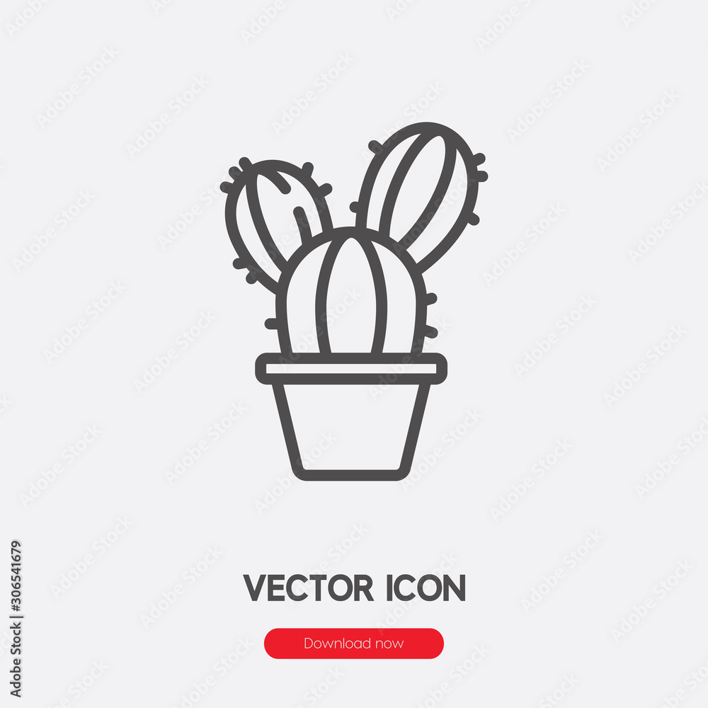 Poster cactus icon vector. linear style sign for mobile concept and web design. cactus symbol illustration.