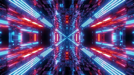 Fototapeta na wymiar scifi tunnel corridor 3d illustration background wallpaper in futuristic reflective design