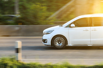 White car on the road, Motion image