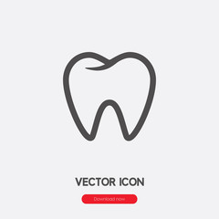 Tooth icon vector. Linear style sign for mobile concept and web design. Tooth symbol illustration. Pixel vector graphics - Vector.	