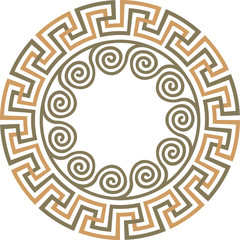Vector traditional vintage round Greek ornament Meander