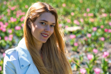 Portrait close up of young beautiful blonde woman