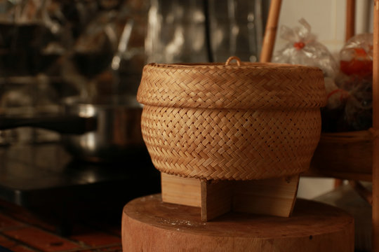 A container for glutinous rice of Thai people living in the north and northeast region.