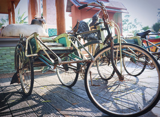 Ancient tricycle in tourist attractions