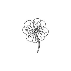 Clover sketch. Hand drawn four leaf clover. Sketch style illustration, isolated on white.