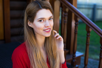 Portrait of a young beautiful blonde woman