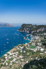 North Capri harbour Marina Grande with luxury yachts view from villa San Michele in Anacapri