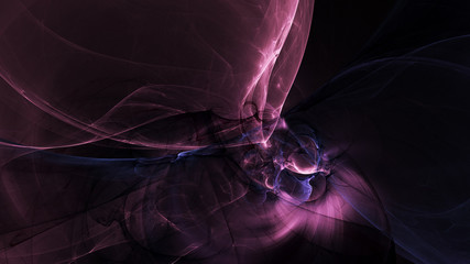 Abstract black and rose glowing shapes. Fantasy light background. Digital fractal art. 3d rendering.