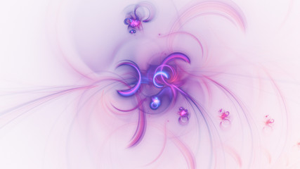 Fototapeta na wymiar Abstract blue and purple glowing shapes. Fantasy light background. Digital fractal art. 3d rendering.