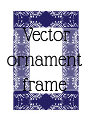 Frame with hand-drawn ikat motif ornament.Vector card decor.