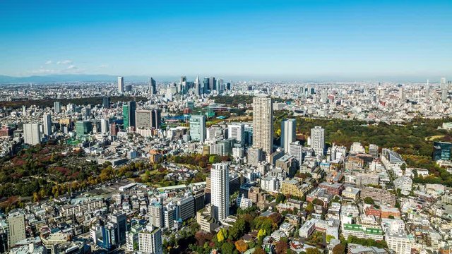 High angle view of Shinjuku district time lapse