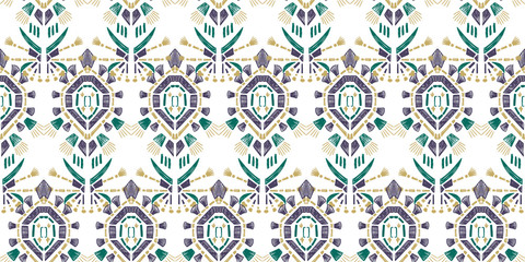 Old style ikat color etnical tribal hand - drawn pattern navajo motif for packing, wallpaper, batik.