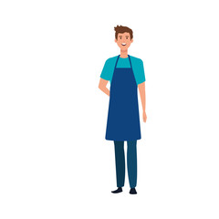 seller man design, shop store market shopping commerce retail buy and paying theme Vector illustration