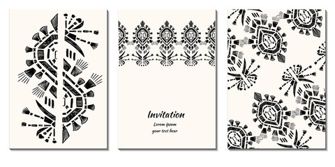 Cover royal greeting design. Modern template with ikat ornament for wedding design or greeting card any purpose.