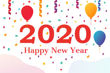 Celebrating new year. Organization of the corporate. balloons serpentine and confetti, christmas celebrations. Vector illustration flat design. Isolated on white background.