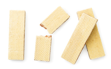 Set of waffle sticks on a white background. The view of top.