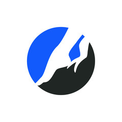 Dynamic foot silhouette in bold blue and black circle design