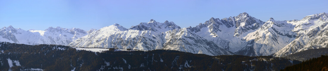 Snow in tyrol - mountain panorma in alps