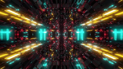 Fototapeta na wymiar glowing futuristic scifi tunnel corridor with holy glowing christian cross symbol 3d illustration background wallpaper