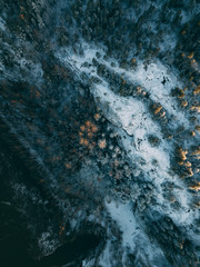 Aerial View of Boreal Forest Nature in Winter Season, Helsinki, Finland